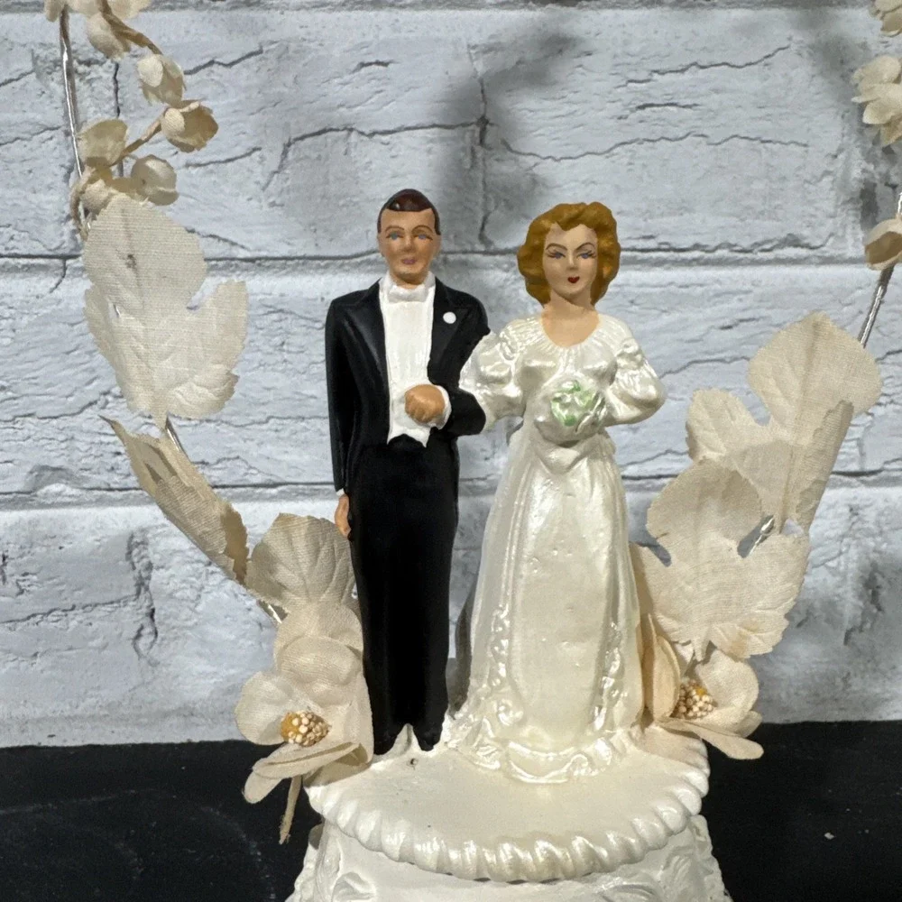 Vintage Wedding Cake Topper Coast Novelty Co. 1959 Mcm Made In U.S.A 10